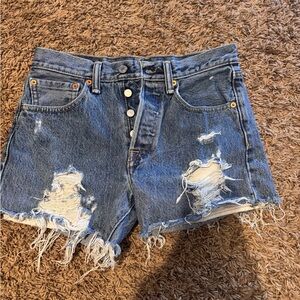 Levi's Blue Distressed Jean Shorts